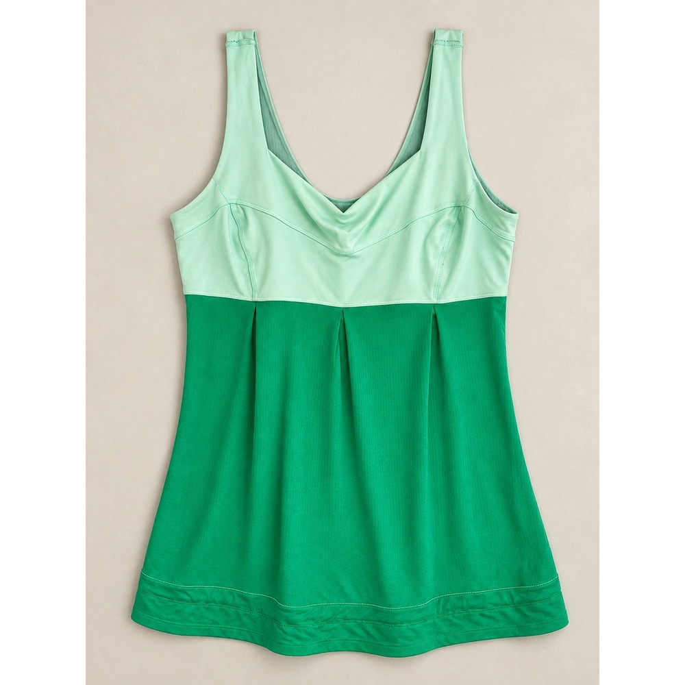 Lululemon Green Pleated Tank Top Built-in Bra Athletic Yoga Gym Shirt